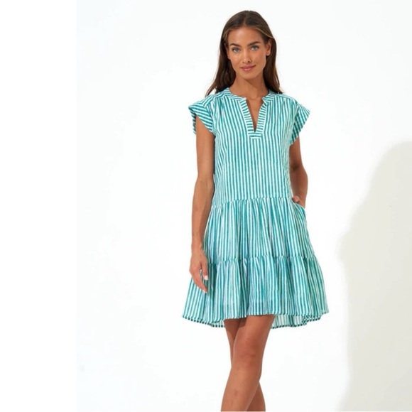 Oliphant Dresses & Skirts - NWOT Oliphant Women's Roll Sleeve Dress in Green - size Medium- 100% Cotton